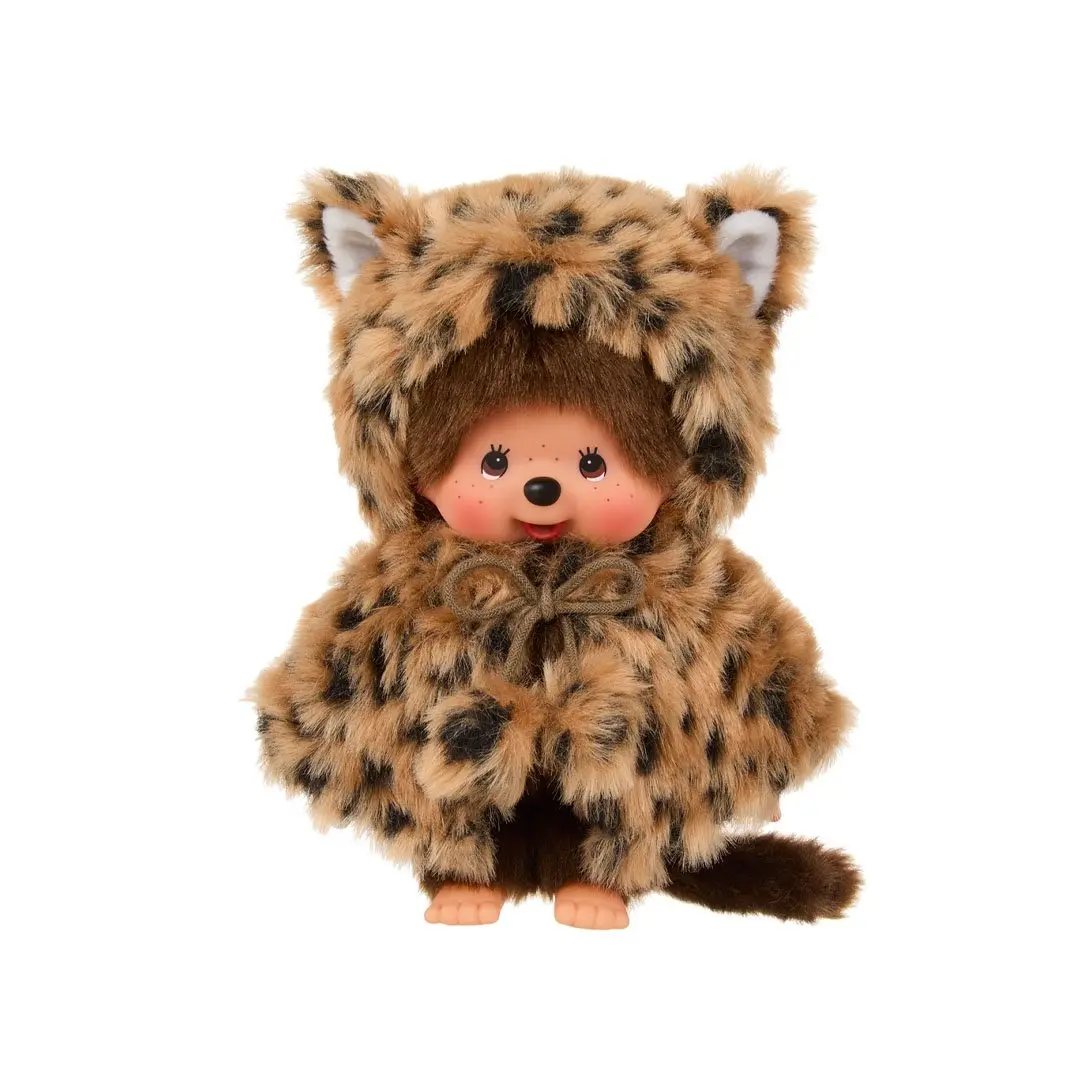 Monchichi Girl Leopard Print Hood Soft Stuffed Doll - Cute Collectibles Soft Plush Toy for Stuffed Toy Enthusiasts
