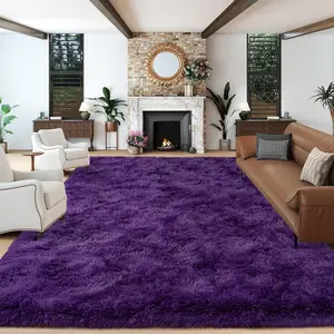 Super Fluffy 9x12 Rugs for Living Room, Modern Shag Purple Area Rugs, Soft and Cozy Plush Large Under Bed Carpet for Kids, Girls Boys and Teens Decorations for Bedroom Dorm Nursery Classroom