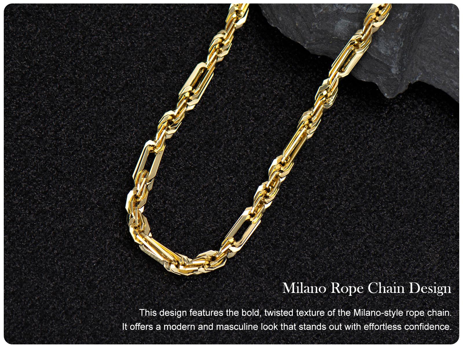 Holylegend 14K Real Gold-Plated Milano Rope Chain Necklace for Men, Affordable Trendy Gold Plated Necklace with Multi-Angle Reflective Shine, Gift for Fashion Lovers Holylegend 14K Real Gold-Plated Milano Rope Chain Necklace for Men, Affordable Trendy Gold Plated Necklace with Multi-Angle Reflective Shine, Gift for Fashion Lovers