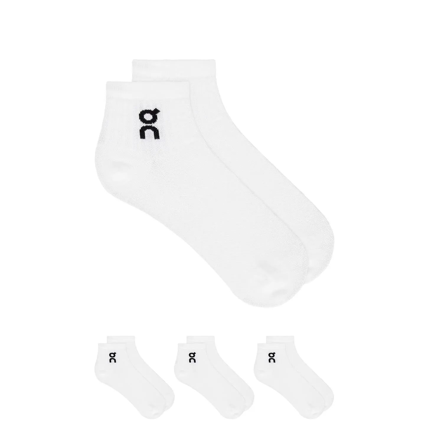 Women's Cotton Logo Mid-Calf Socks, 3-Pack Set in White Women's Cotton Logo Mid-Calf Socks, 3-Pack Set in White