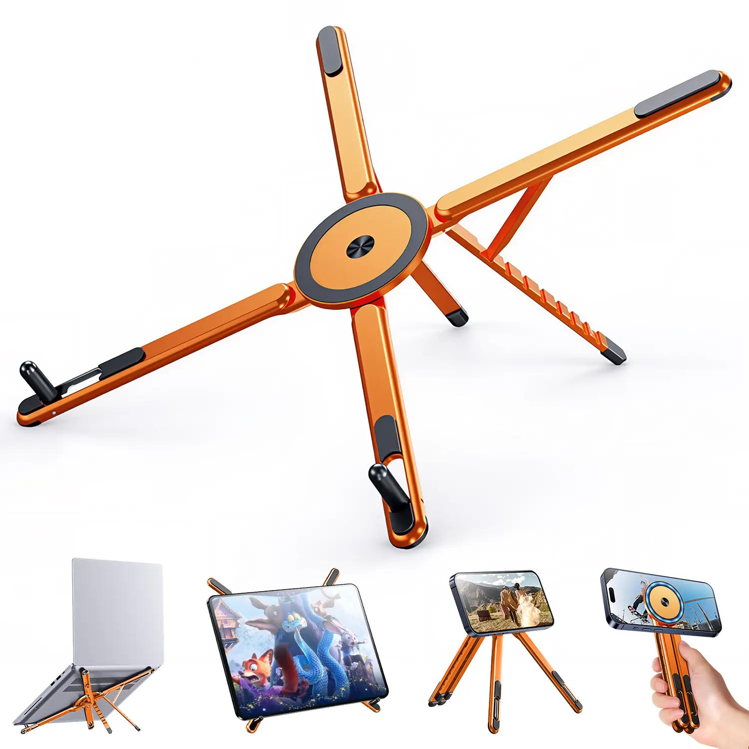 eSamcore Portable Laptop & Phone Stand for Desk, Foldable Adjustable  Magnetic Phone Holder, Compatible Aluminum Height Desk Mount for 10–16” Laptops & 4–13” Phones/Tablets Office/Travel Use #backtoschool #dealsforyou