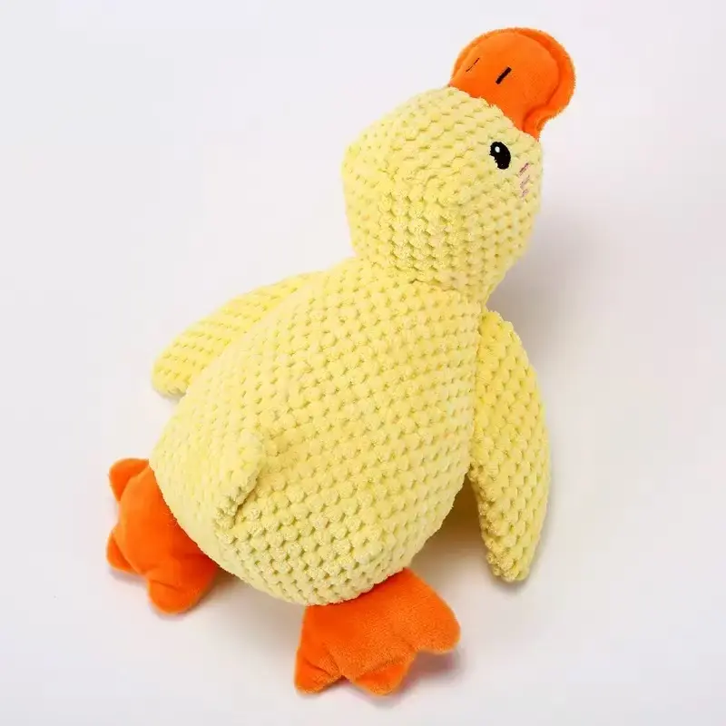 Plush Cartoon Duck Dog Toy - Pineapple Fleece, Skin-Friendly, Bite-Resistant, Squeaky, Universal Fit for Dogs, Plush Toy, Adorable Look