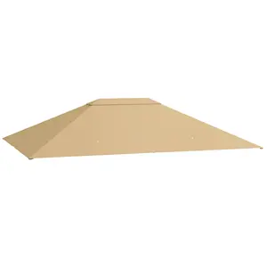 Outsunny 10' x 13' 84C-116 Model Gazebo Canopy Replacement, Outdoor Gazebo Cover Top Roof Replacement with Vents and Drain Holes, (TOP COVER ONLY), Khaki