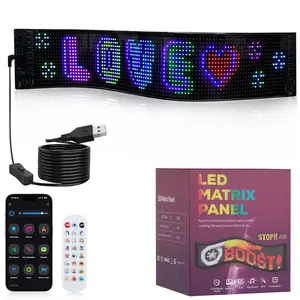 AI Voice Pixel Message Sign, Flexible USB LED Scrolling Display with Bluetooth App, Custom Text & Animations, Available in Black or Transparent for Home, Store & Window