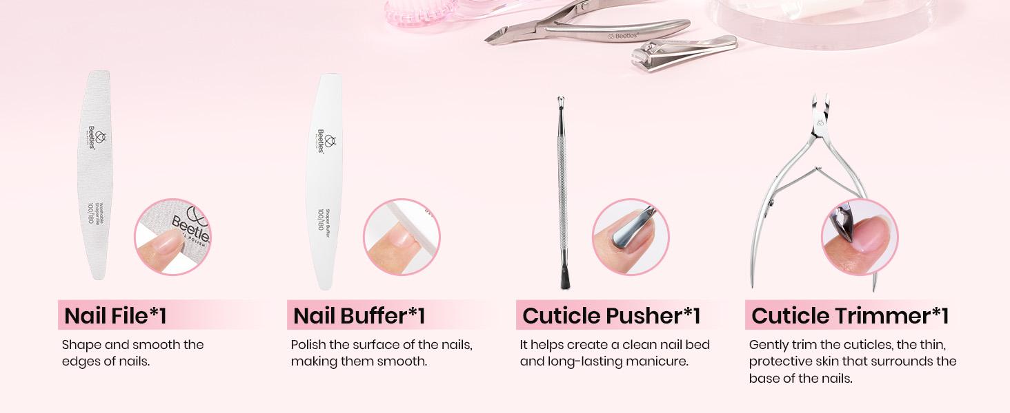 Beetles Nail Prep Kit Nail Dehydrator and Primer Nail Care Tool Kit 20ml Large Capacity Acid-Free & Hema-Free Dehydrate Bond Primer with Manicure Tools for Acrylic Nail Gifts for Women
