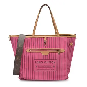 Pre-owned Louis Vuitton canvas Shoulder Bags $2450 REVERSIBLE Neverfull Bandoulière Inside Out MM Rose Pondichery