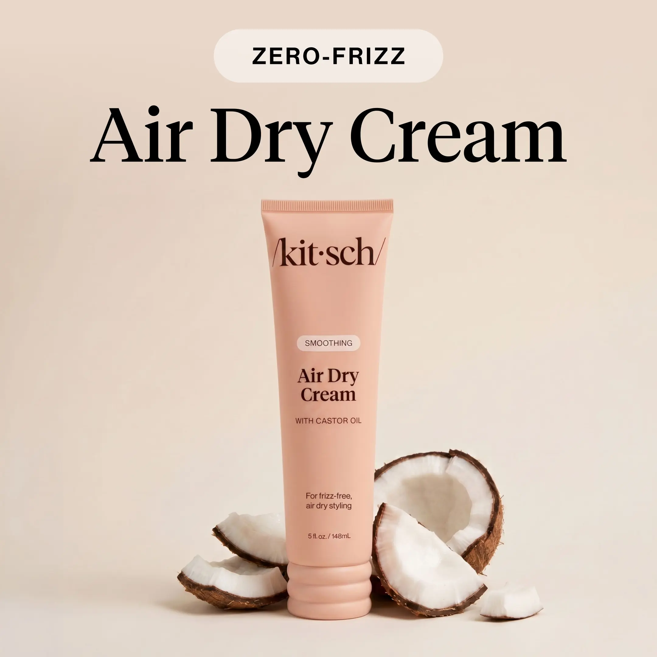 Kitsch Smoothing Air Dry Cream with Castor Oil - Vegan & Cruelty-Free Formula for Frizz-Free Styling - 5 fl oz / 148 ml