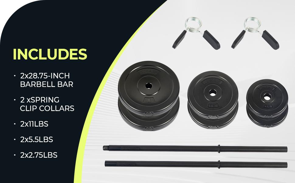 Barbell Weight Set for Lifting, 45 LB Weight Bar Set with Adjustable Free Weights for Workout Bar for Exercise in Home Gym SpringStatements