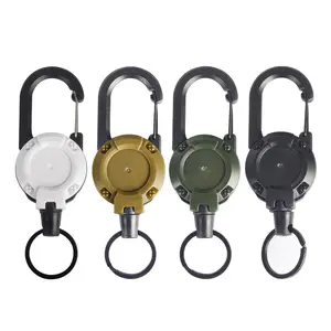 4-Pack Multifunctional Retractable Steel Cable Keychain - Lightweight Carabiner Clip, Anti-Loss Fast Hang for Fishing Camping & Light Holder