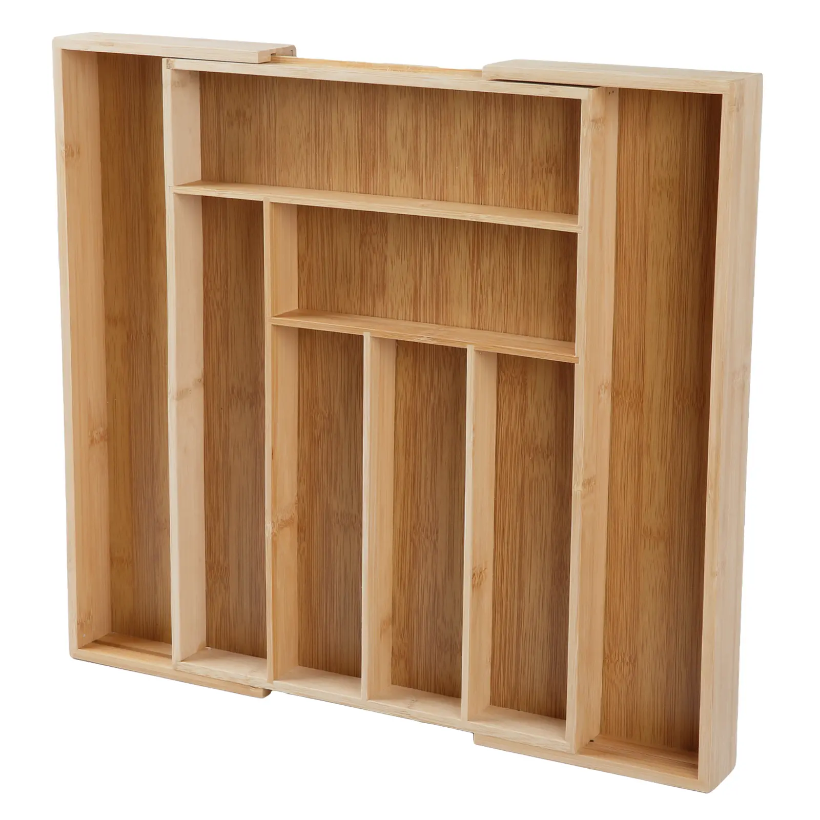 Bamboo Expandable Drawer Organizer with Dividers - Multi Functional, Adjustable Organiser for Silverware, Utensils Storage, Warm Bamboo Kitchen Style Accessory with Elegant Touch for Organized Setup, Multi Functional Organizer, Clever Storage