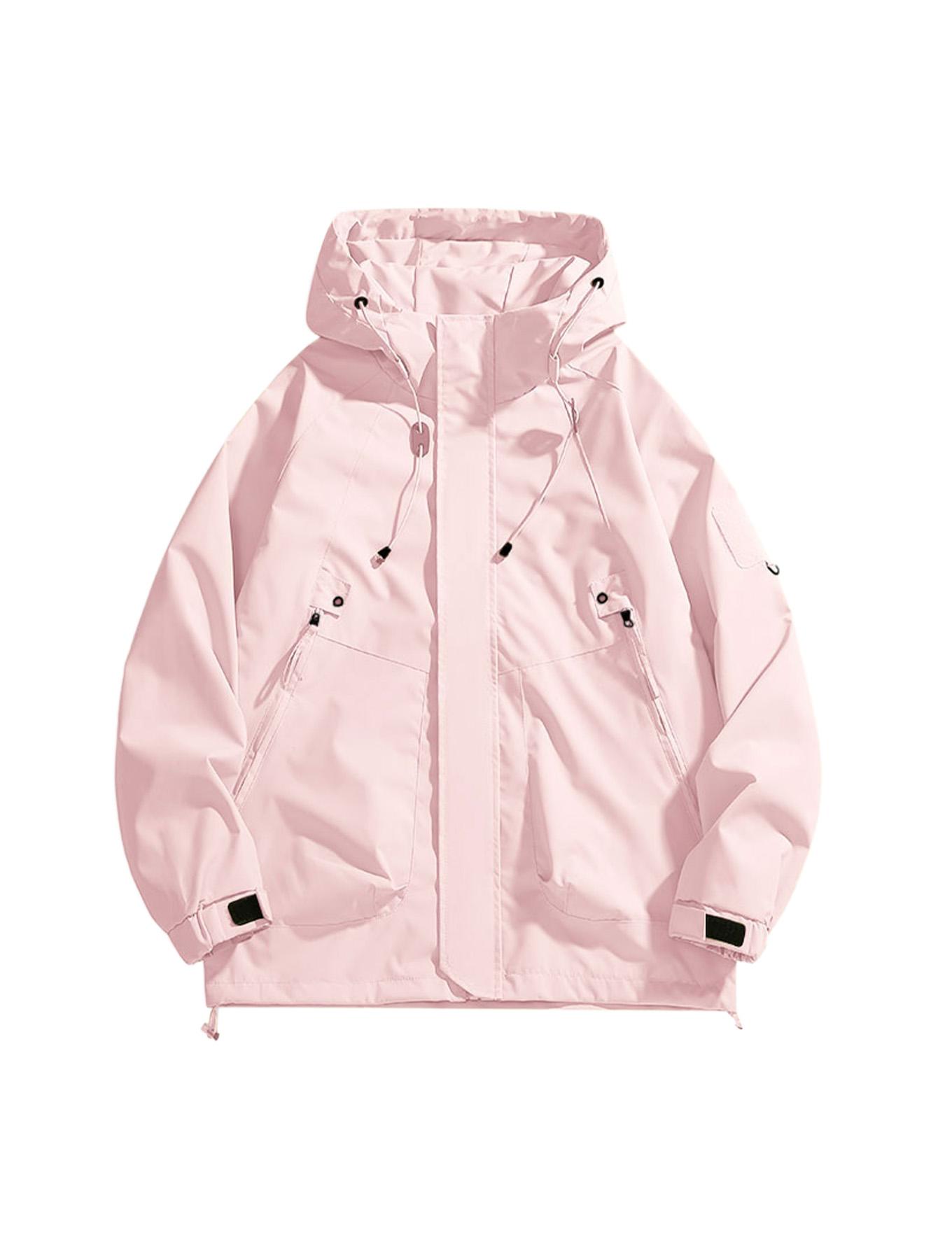 CCCMAI Men's Windbreaker Jacket with Hood Zippered Pockets & Adjustable Drawstrings Regular Fit Spring Fall Outdoor Workwear for Hiking Camping Casual Wear Hiking Gear Functional Design Durable Fabric