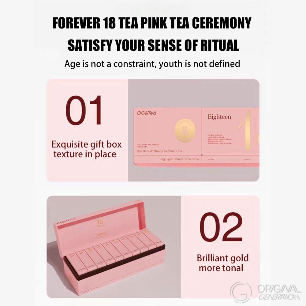 Forever 18 Tea Blue&Pink With Pressure Thermos  (90g 3g×3packs×10boxes)(red dates, wolfberry,Shoumei white tea)  (Shoumei white tea, black wolfberry, astragalus)