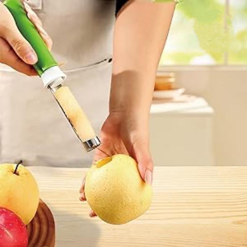 2-in-1 Fruit & Vegetable Core Remover & Peeler Stainless Steel Tool Quick Easy Core Removal for Apples Pears More Portable Compact Kitchen Utensil
