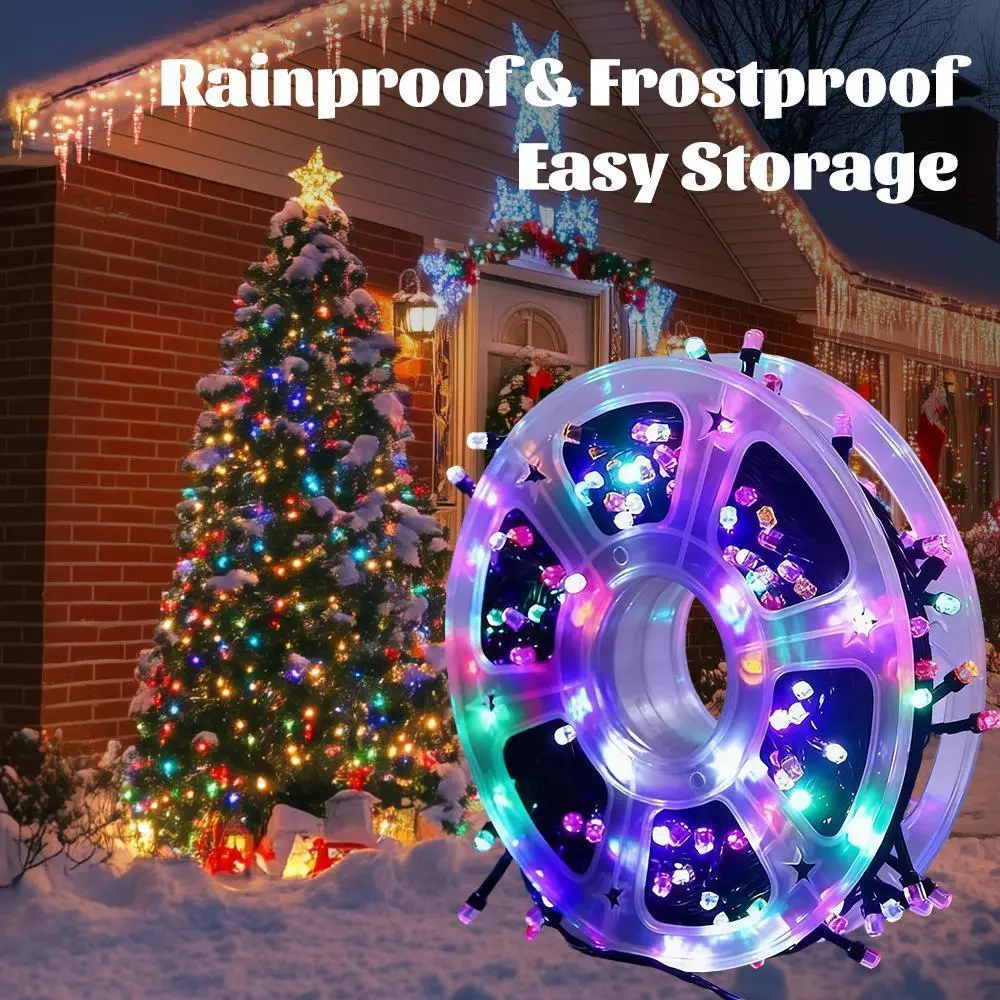 Professional 50M Multi-Color LED String Lights with 500 LEDs, Outdoor Decorative Lights, Storage Reel, 8 Lighting Modes, Low Voltage, Weather Resistant