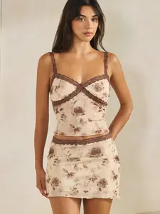 Printed Mesh Lace Trim Set