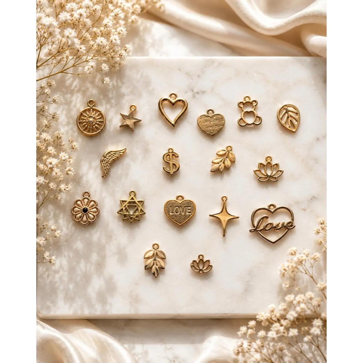 Gold Plated Mixed Charms for Jewelry Making Ideal for Bracelets and Necklaces Enhance Any Accessories with Unique Designs