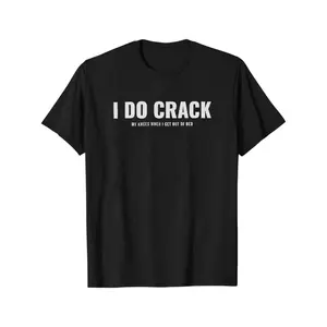 Unisex Tee [Plus Size Graphic Tee] Black Short-Sleeve T-Shirt for Men with Crew Neck - 'I DO CRACK' Bold Statement Print, Fun Quirky Text 'MY KNEES WHEN I GET OUT OF BED', Loose Fit for Comfortable Wear, Ideal for Everyday Oversized Menswear