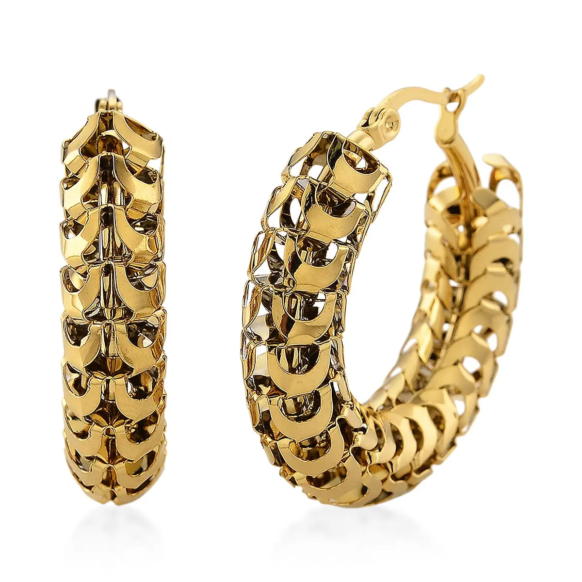 Rope-Twist Texture Hoop Earrings in Stainless Steel
