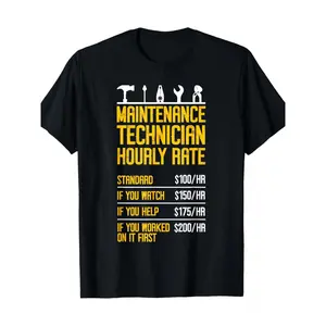 Funny Maintenance Technician Hourly Wage Graphic T-Shirt - $15-$100/Hr Title Design with Tool Icons - Heavy-Duty 220gsm Cotton Tee for Mechanics, Electricians, Plumbers - Casual Apparel Gift for Maintenance Workers - 100% Cotton Round Neck Short Sleeve wi