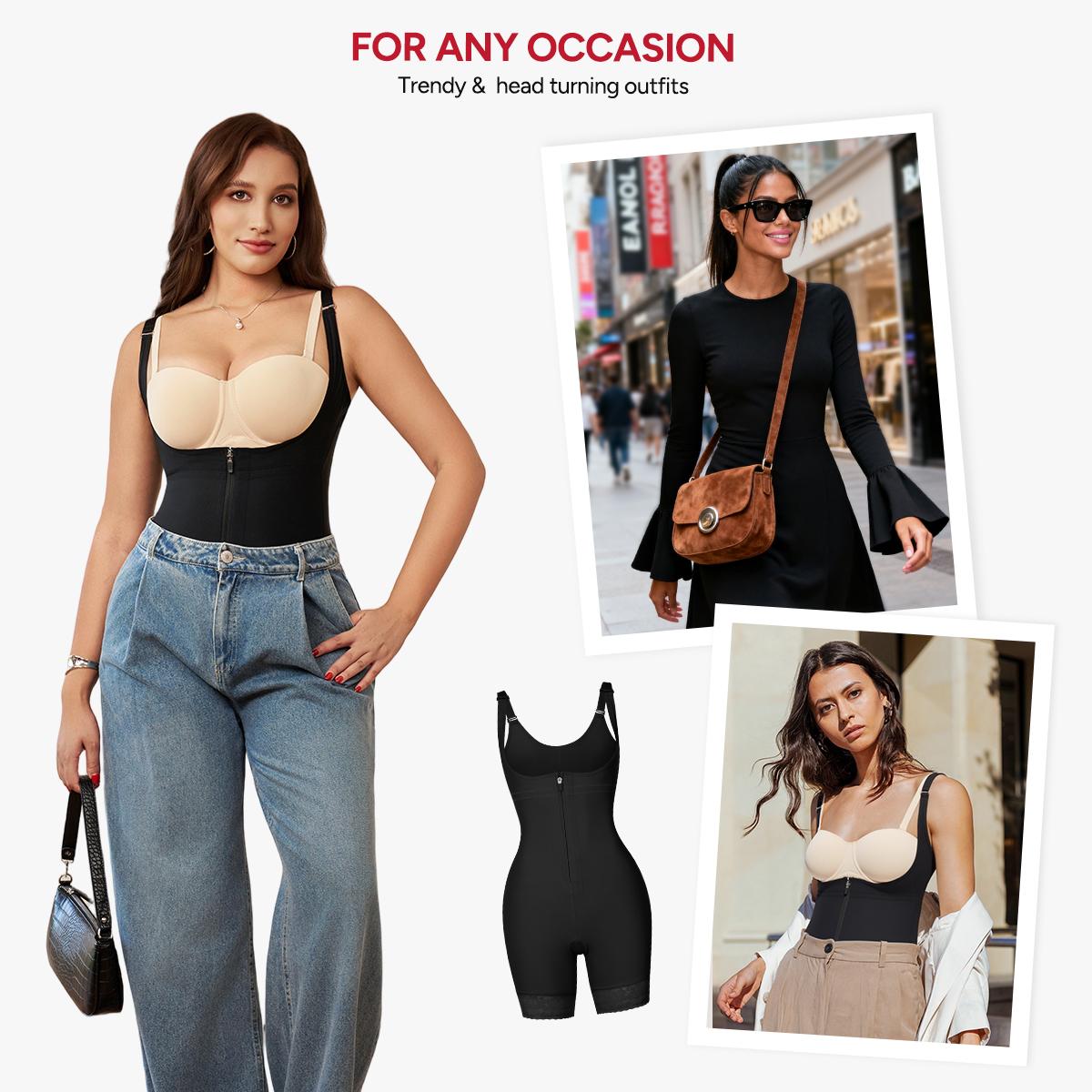 【LIVE】Nebility Women's High Waisted Lace Shapewear Bodysuit Tummy Control Postpartum Support Butt Lifter for Snatched Waist Basic Compression Black