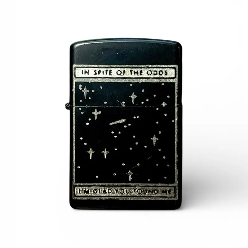 In Spite of The Odds, I’m Glad You Found Me - Couples Gift - Unfueled Refillable Collectible Flip Lighter - Full Metal - Windproof - Durable