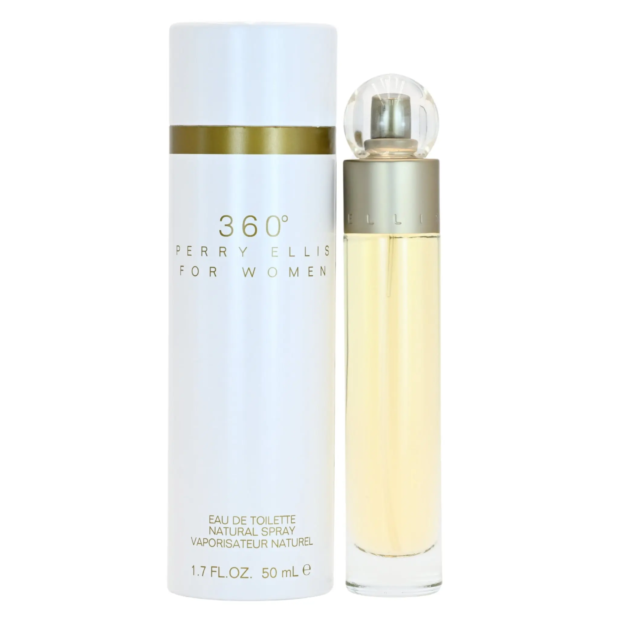 Perry Ellis 360 Women's Eau de Toilette (EDT) - 1.7 oz Bottle, New in Box Women's Fragrance, Clean and Luminous Daily Wear Elegant Fragrance with Signature Scent, Floral, Citrus, Lavender, Watermelon, Melon, Musk, Vanilla Notes, Fresh Floral