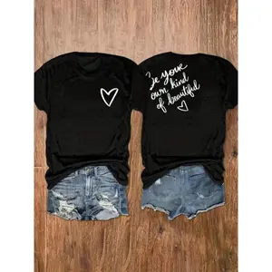 Women's Casual Round Neck Tee with Motivational Quote - Soft Rayon Blend, Short Sleeve, Machine Washable