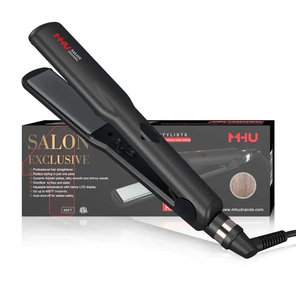 Professional 2-in-1 Hair Straightener and Curler, Tourmaline Ceramic Flat Iron with 1.25-Inch Ionic Floating Plates, Adjustable Temp LED Display & Dual Voltage for Silky Hair, Beauty Products, Silky Straight Hair