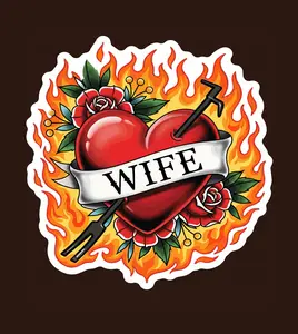 Firefighter Love Wife Heart (two decals 2.5")  Sticker