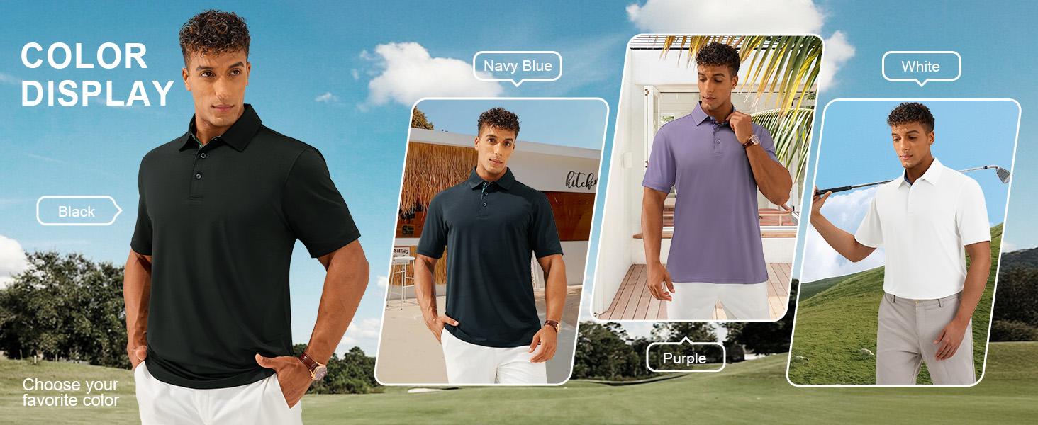 Alimens&Gentle Men's Inner Printed Collar Polo Shirt – Soft Breathable Cotton, Comfortable Short Sleeve Casual Fit, Classic Collared Shirt for Work, Golf, Travel & Everyday Wear