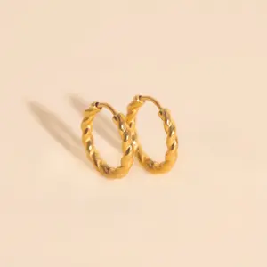Twisted Rope Rounded Huggie Hoop Earrings