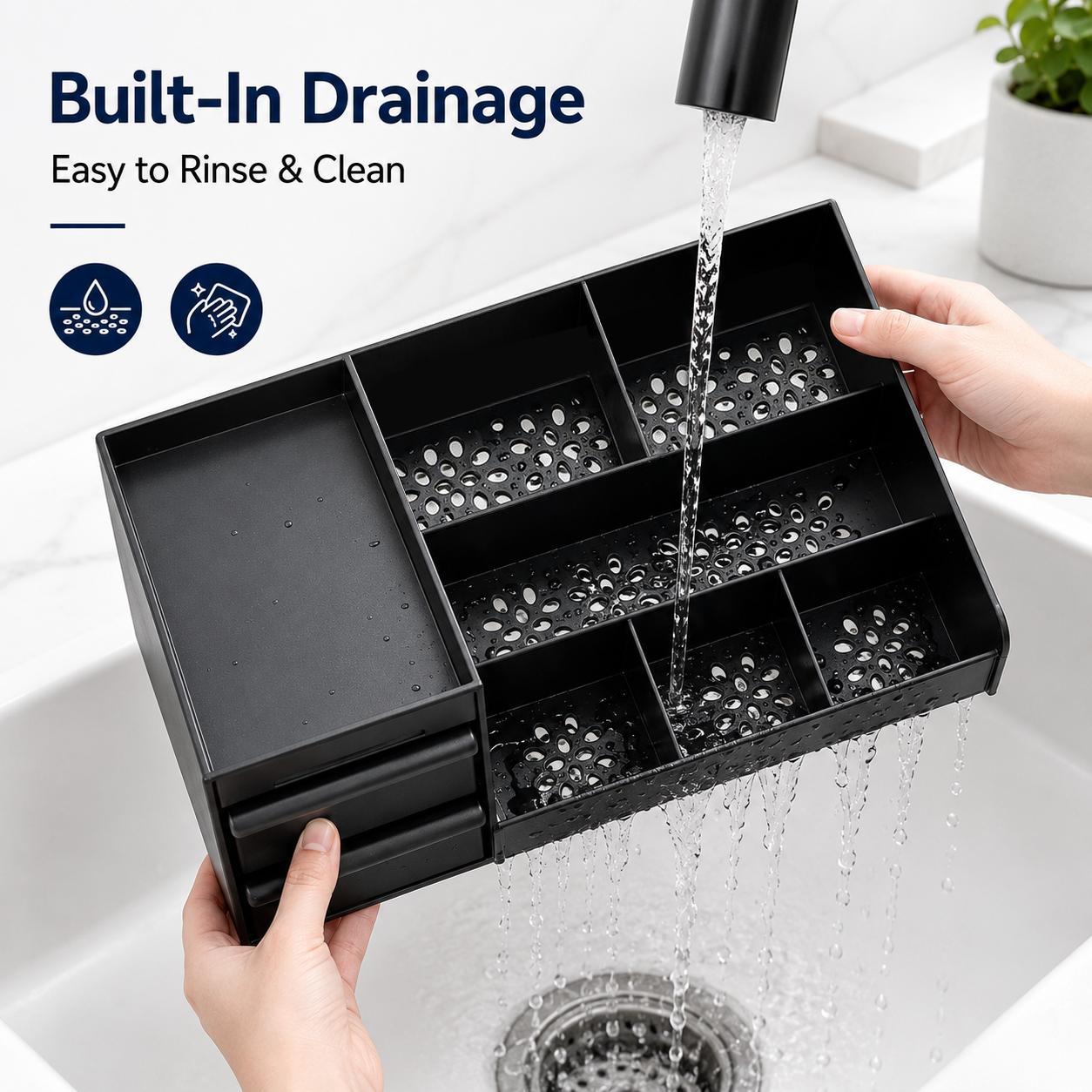 Men's Cologne organizer - cosmetic storage box, bathroom countertop organizer, durable plastic cosmetic storage container, multi-layer cosmetic box with drainage design, multi-functional storage box