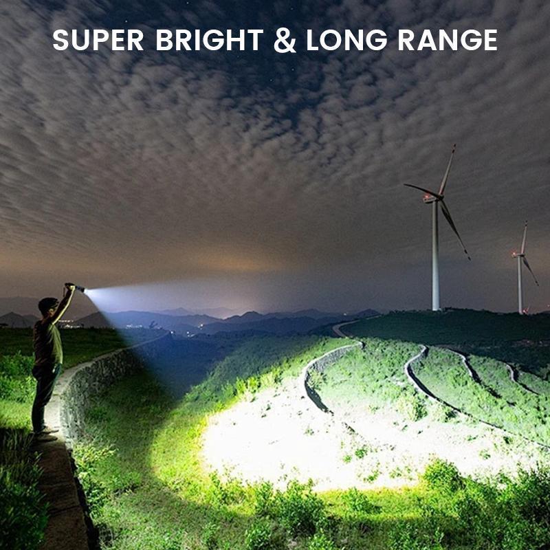 2 Pack High Lumen Rechargeable LED Flashlight with Five Lighting Modes, Powerful Handheld Emergency Flashlight, Suitable for Home Camping and Daily Emergencies,Waterproof Powerful Zoomable Flash Light,Gift for Dad and Bf