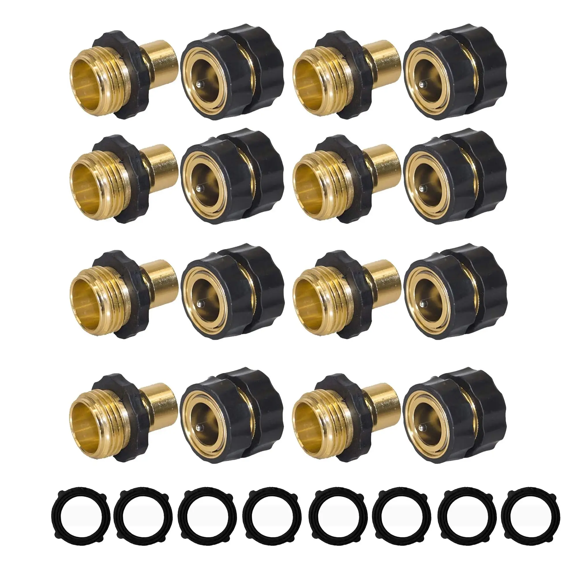 Hourleey Durable 3/4 Inch Garden Hose Quick Connector Set - 3/4" Standard Male/Female Fittings with Grips, Threads, Leakproof Design, Convenient Faucet Hose Attachment Parts for Outdoor Home Improvement, Leakproof Grip