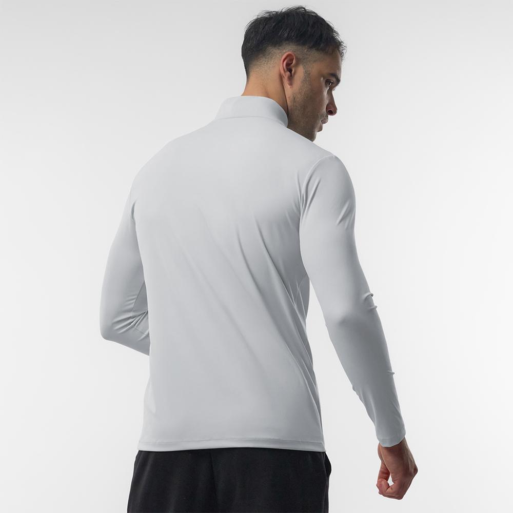 Fioboc Men's SmoothBlend Slim Fit Half-Zip Mock Neck T-Shirt - Contrast Trim Casual Basic Long Sleeve Top