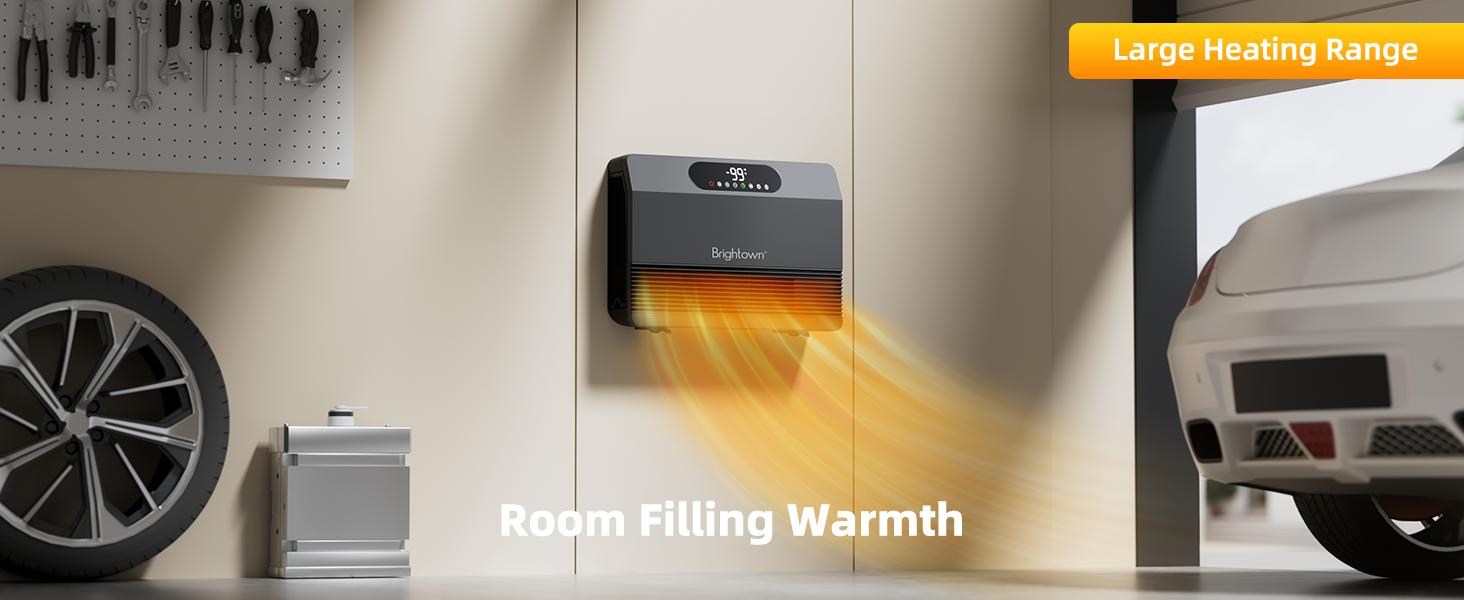 Brightown Smart Wall Heater, Electric Space Heater for Indoor Use 1500W, 5 Optional Modes, Adjustable Thermostat, Easy-Mount Heater for Bedroom with Remote Control, 12H Timer, Works with Alexa Brightown Smart Wall Heater, Electric Space Heater for Indoor Use 1500W, 5 Optional Modes, Adjustable Thermostat, Easy-Mount Heater for Bedroom with Remote Control, 12H Timer, Works with Alexa