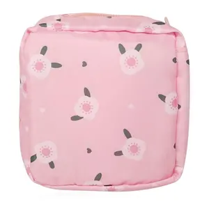 Zippered Sanitary Napkin Storage Bag - Cute Feminine Product Pouch, Portable Pad & Tampon Holder for Purse, First Period Essentials for Girls & Women