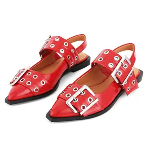 Womens Slingback Ballet Flats Closed Pointed Toe Wide Welt Buckle Ankle Strap Flat Heel Slip On Comfy Fashionable Elegant Office Work Dating Holiday Party Outing Casual Dress Summer Spring Ballerina Flat Shoes