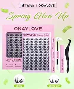 OKAYLOVE Bunny | Bunny Lite Lash Clusters Kit Mang Lash Extension Kit  Lightweight Eyelashes Clusters with Waterproof Long-lasting Lash Bond and Seal,Tweezers and Remover for DIY Eyelash at Home Easily, Natural Makeup Girl Gifts