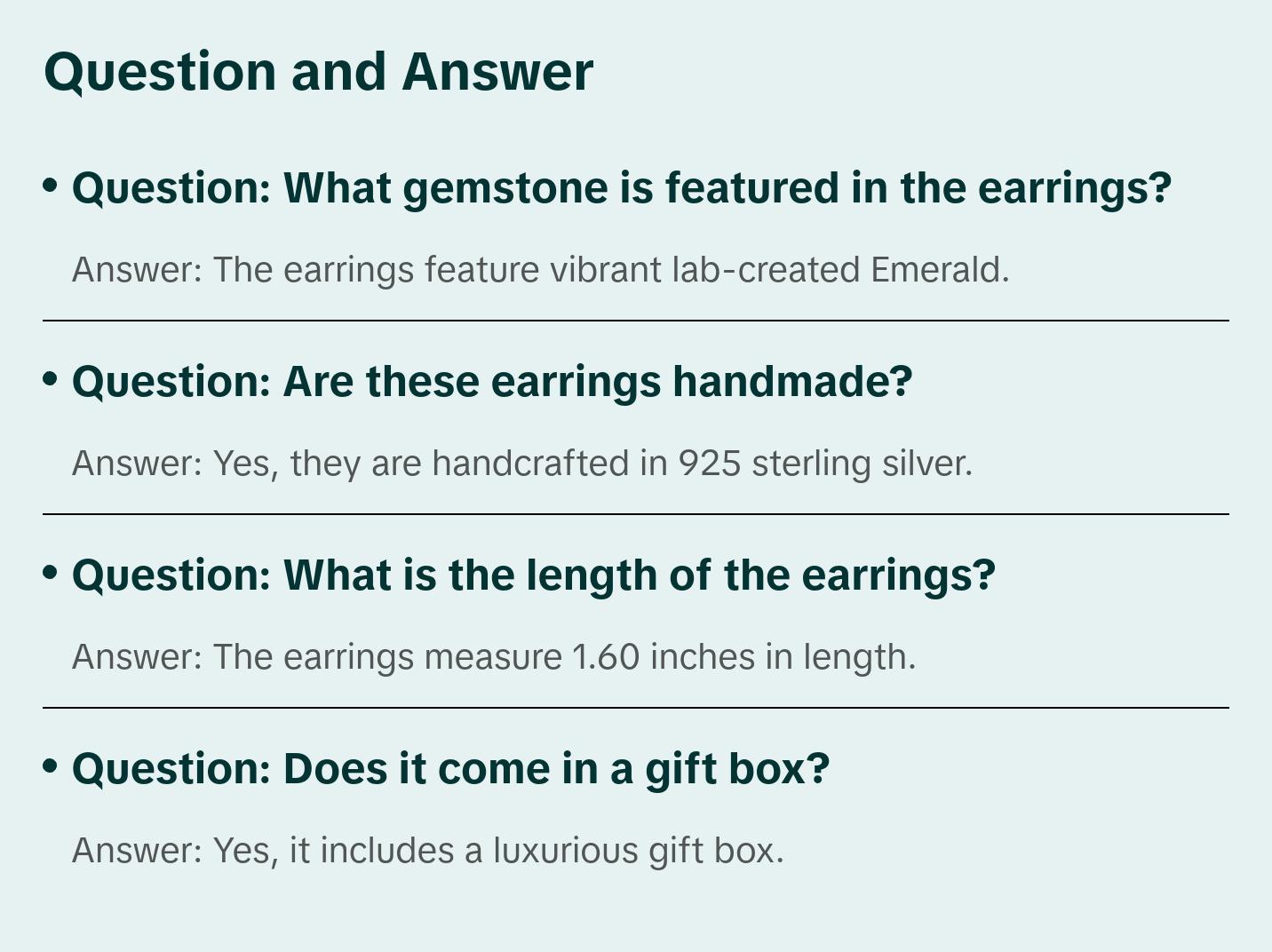 Sterling Silver Filigree Art Emerald Gemstone Woman Dangle Drop Earrings