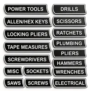 Kavilin 17 Pack Magnetic Toolbox Labels, 3D Tool Box Magnet Labels for Tool Organization, Reusable Tags for Tool Chests, Drawers & Cabinets (Black)