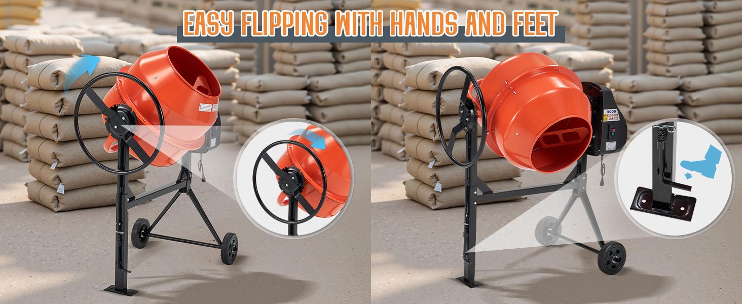 AMERLIFE 4.9 Cu.Ft. Electric Cement Mixer,550W/375W Portable Concrete Mixing Machine with 140L Drum, 110V Motor, 30RPM Rotation for Mortar, Stucco, and Feed