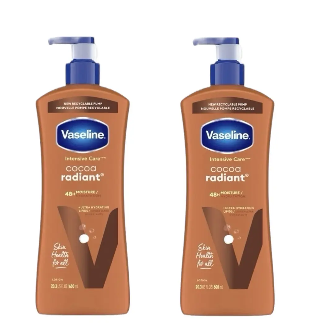 Vaseline Intensive Care Cocoa Radiant Body Lotion Moisturizer - 20.3 oz, 2-Pack, Hydrating Brightening Bath & Body Care Product