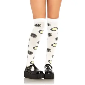 Lady's Smooth Fabric Tina Tick Tock Knee Socks, Halloween Costume Socks for Women