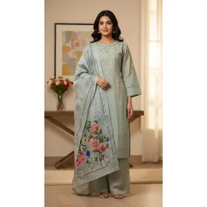 Khaddar Embroidered Light Blue Suit