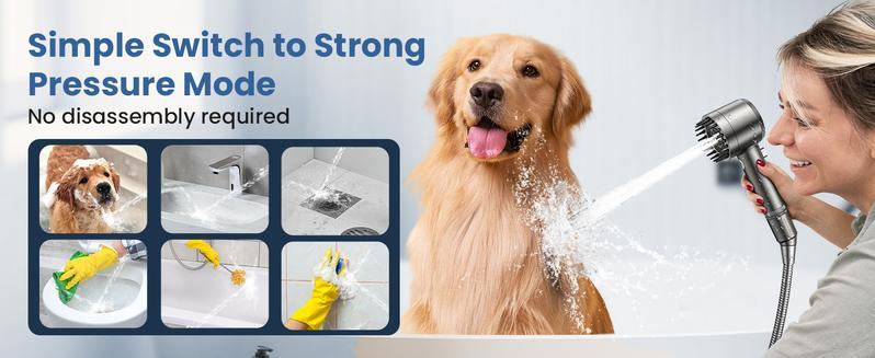 Multifunctional Massage Shower, Handheld High Pressure Shower Head,Massage And Skin Beauty Multifunctional Shower, 3 Settings 4 in 1 Detachable Showerhead with 47" Hose, Bracket and 5Filters