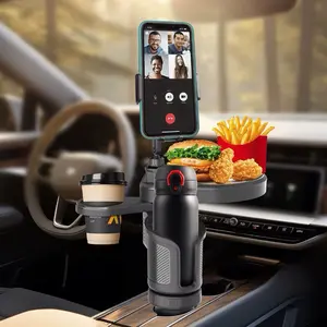 3-in-1 Car Cup Holder Expander with Phone Mount & Food Tray