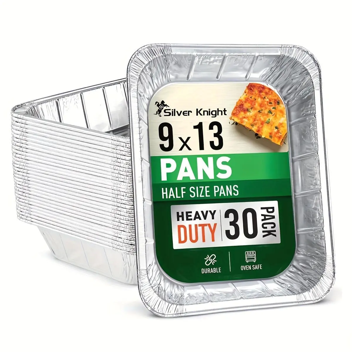 30pcs Heavy-Duty Rectangular Aluminum Foil Half-Size Steam Table Pans, 12.5in x 10.25in Disposable Deep Trays for Grill, Baking