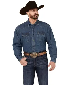 Stetson Men's Denim Long Sleeve Snap Western Shirt - 11-001-0465-0021 Bu