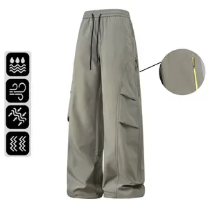 Spring and Autumn Men's Cargo Pants, High Street Wide Leg Paratrooper Pants, Outdoor Casual Charge Pants Men's